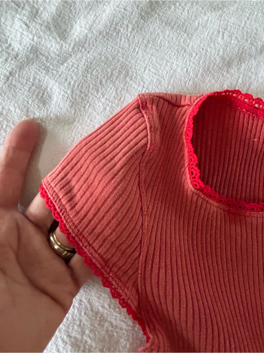 Shein Ribbed Button-Front Tee - Picture 3 of 7